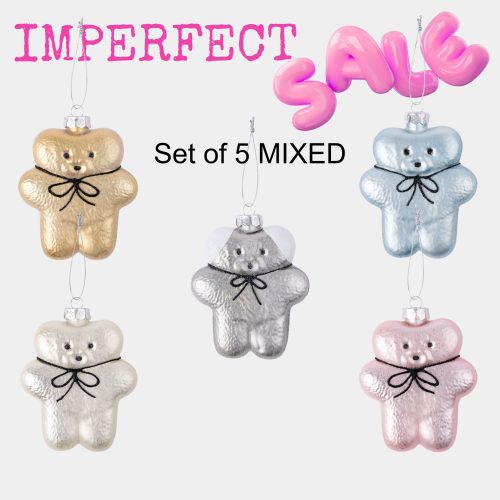IMPERFECT - Christmas Ornament - Set of 5 MIXED